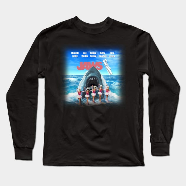 Jaws Vacation! Long Sleeve T-Shirt by RetroZest